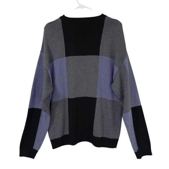 Perry Ellis Sweater Womens 100% Cotton Colorblock Gray, Black and Purple Size L - Picture 5 of 7